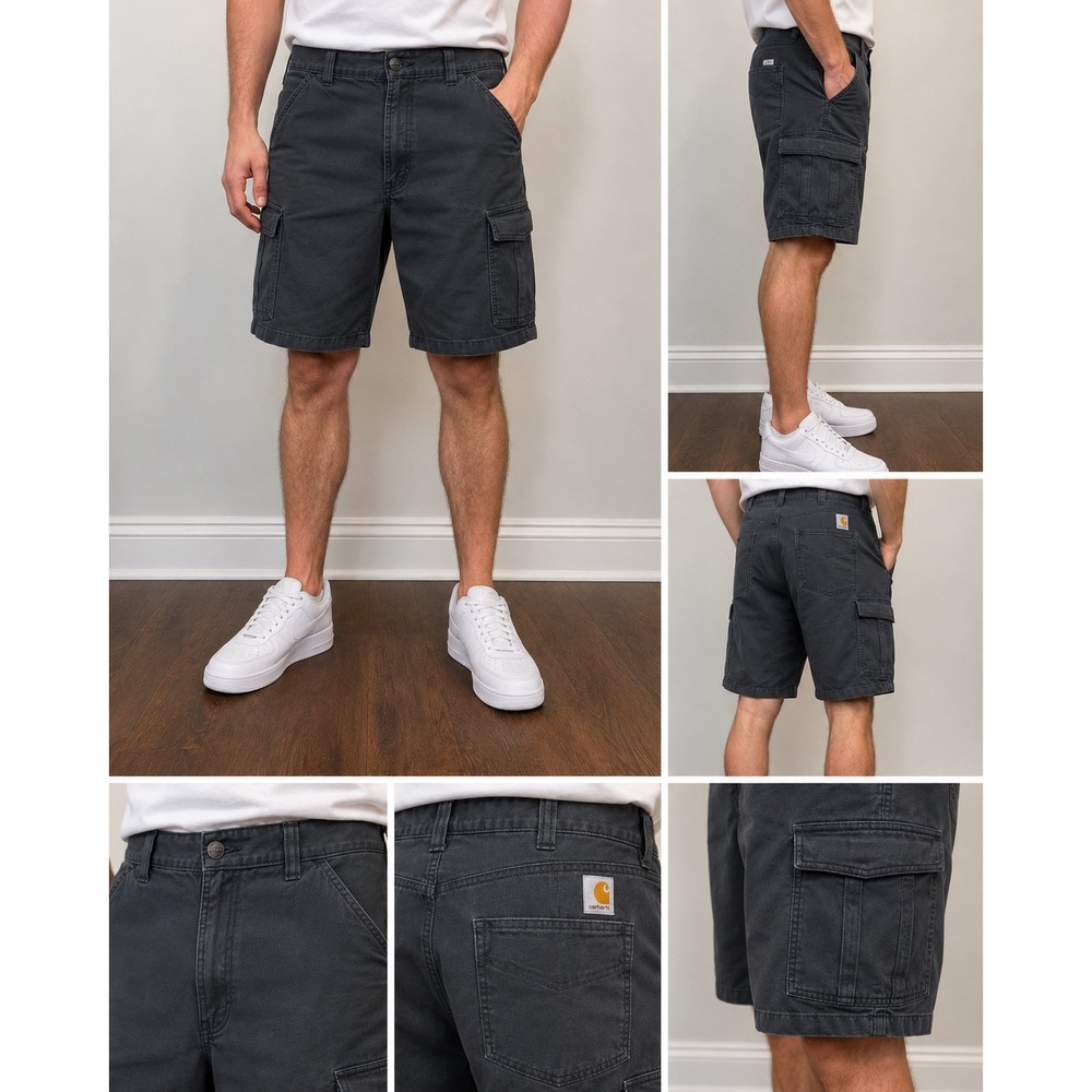 Carhartt Mens Relaxed Fit Cargo Shorts Dark Gray Charcoal 103542 Size 42 Canvas